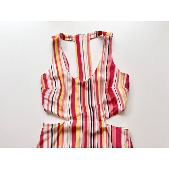 NBD x NAVEN Pippa Red Sunrise Stripe Crepe Open Back Cut Out Maxi Dress, Size S - Picture 5 of 13